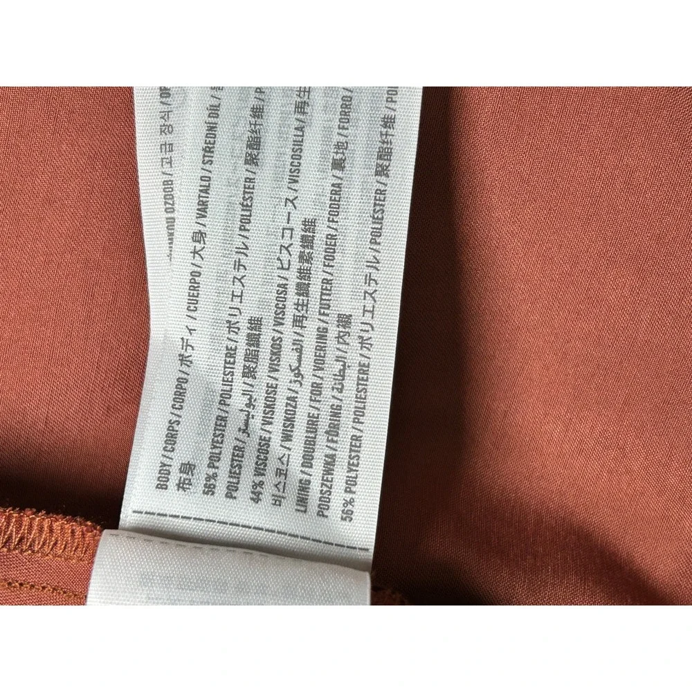 NWT Abercrombie & Fitch Satin Brown Black Lace Trim Slip Midi Dress XS Party - Picture 7 of 8